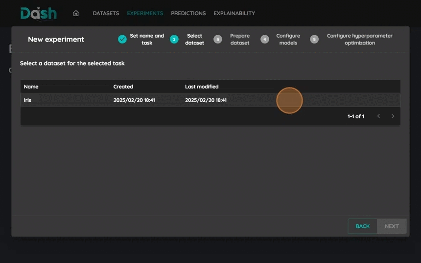 Select dataset